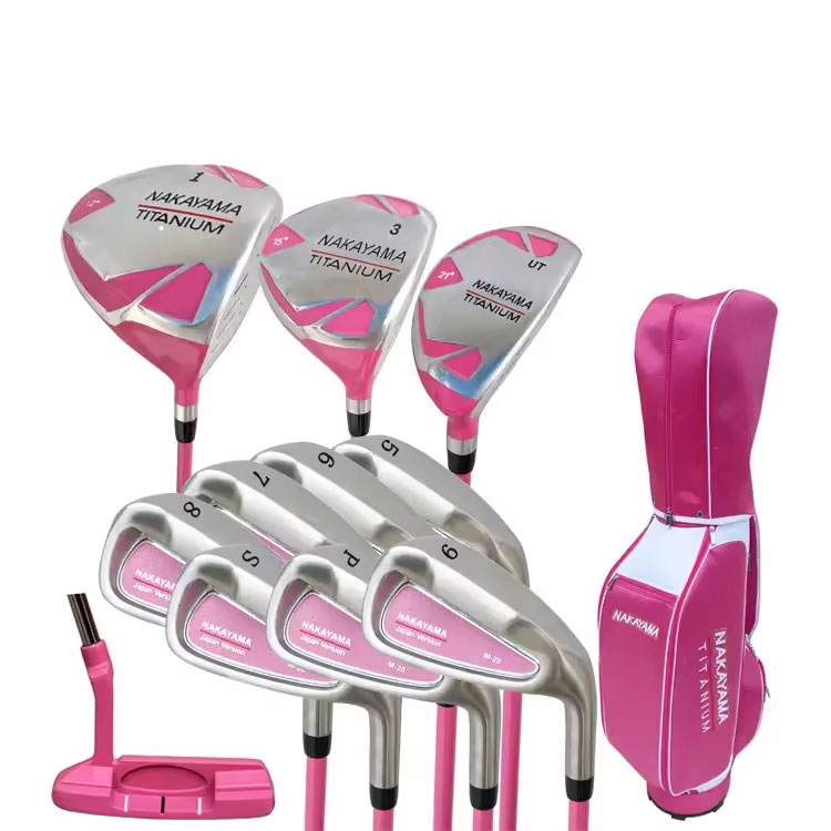 Pink Clubs Set with Golf Driver Iron Putter Golf Bag Custom Golf Club Set for Women